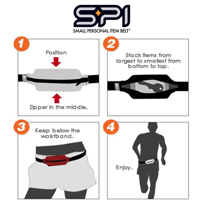 SPIbelt Running Belt for Women Men, Phone Holder for Running, Running Fanny Pack, Holder for Phone, Running Waist Pack, Adjustable Waist, [Fits All Phones]. Black with Blue Zipper - Image 5